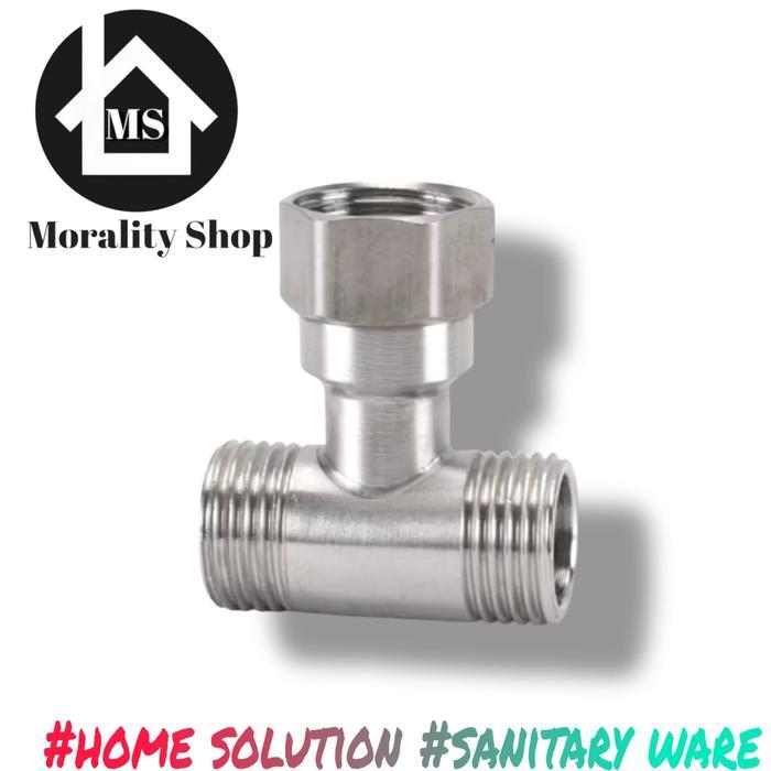 Nepel T Ring Mur Stainless 1/2 Inch / Fitting Mur Sambungan Kran Shower / Closet Ts18