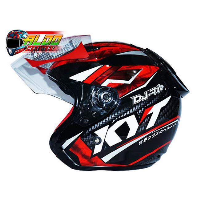 HELM KYT DJ MARU MOTIF #15 BLACK RED #HELM KYT #KYT HALFACE CEWEK COWOK - M