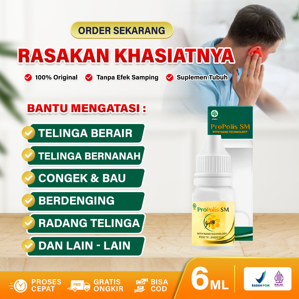 Obat Herbal Tetes Telinga Gatal Tersumbat Gatal Infeksi Jamur Telinga Propolis SM Brazil Original