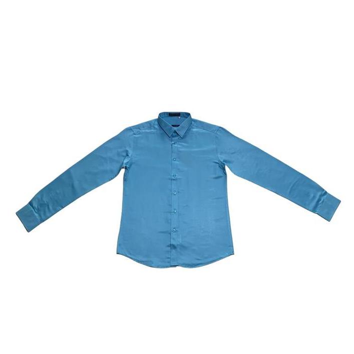 MEN SHIRT KEMEJA KANTOR FORMAL IMPORT LENGAN PANJANG SATIN S PRIA