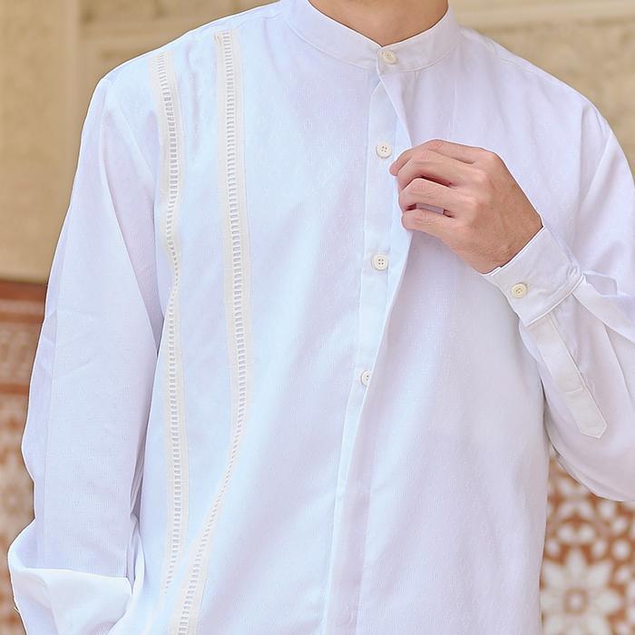 Zaskia Mecca Elgin Kemeja Koko Pria Lengan Panjang Putih Baju Formal Pria Ukuran S Elgin Kemeja Koko