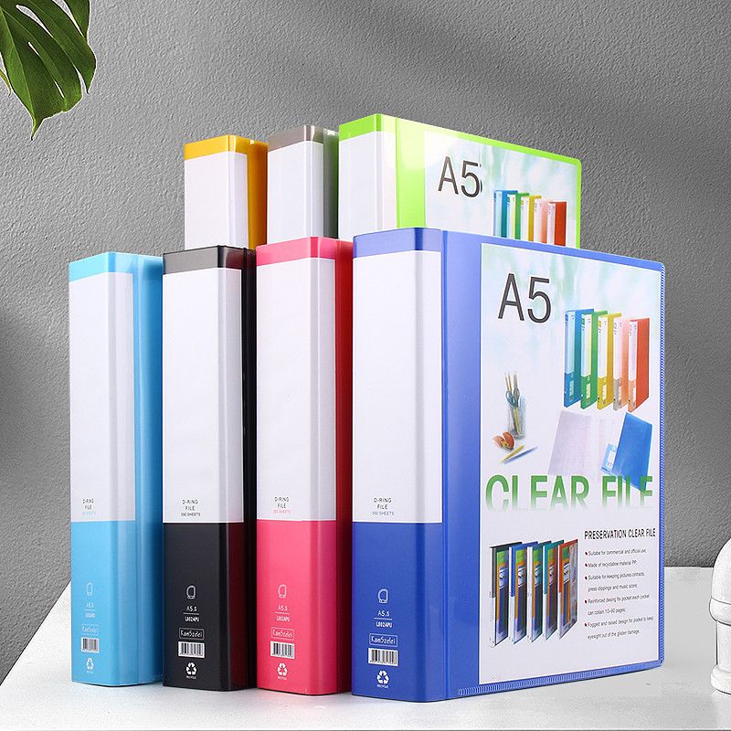 Colorful A5 Binder Folder For Document Organizer Transparent Sheet Protector A5 File Cover 2-ring