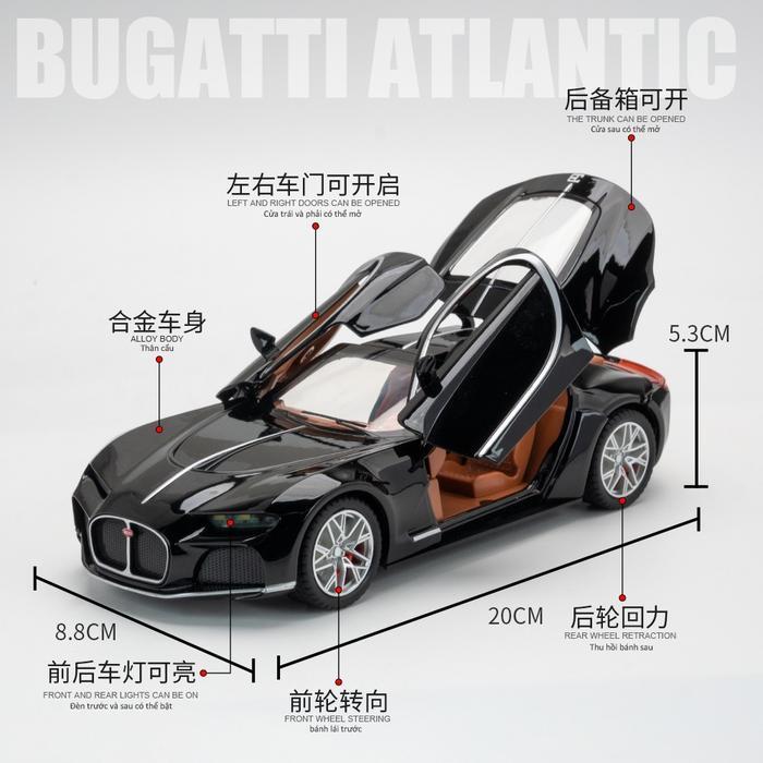 (R033) Miniatur DIECAST BUGATTI Atlantic SKALA 1:32 & 1:24 With Sound and Light Pullback