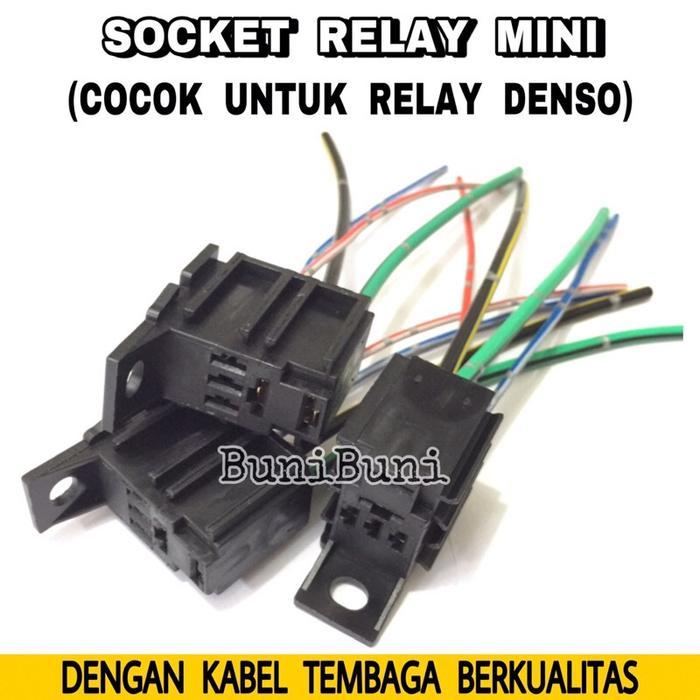 NEW Relay DENSO BIRU Komplit Socket Relay Untuk AC Mobil 12V Universal / RELAY DENSO KAKI 4