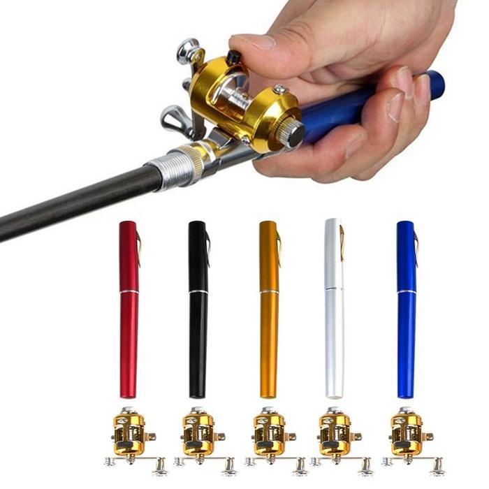 Mini Fishing Rod Pena Pen Fishing Rod Paket Satu Set Joran Pen Alat Pancing Pulpen Casting Spinning