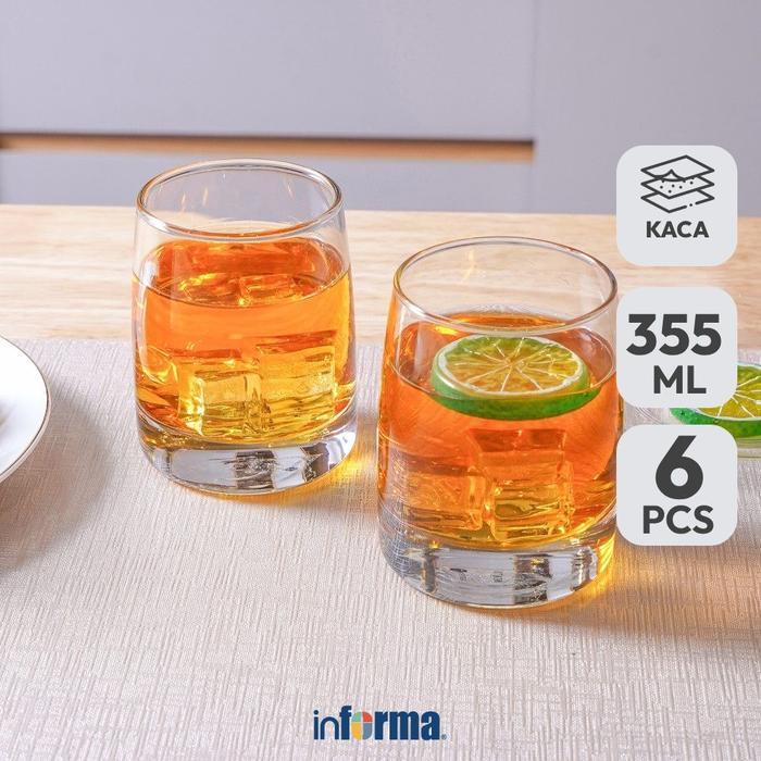 Informa Libbey Vibe Gelas Kaca 355 ml set 6 pcs Transparan Cup Minum Drinking Glass Drinkware Rumah