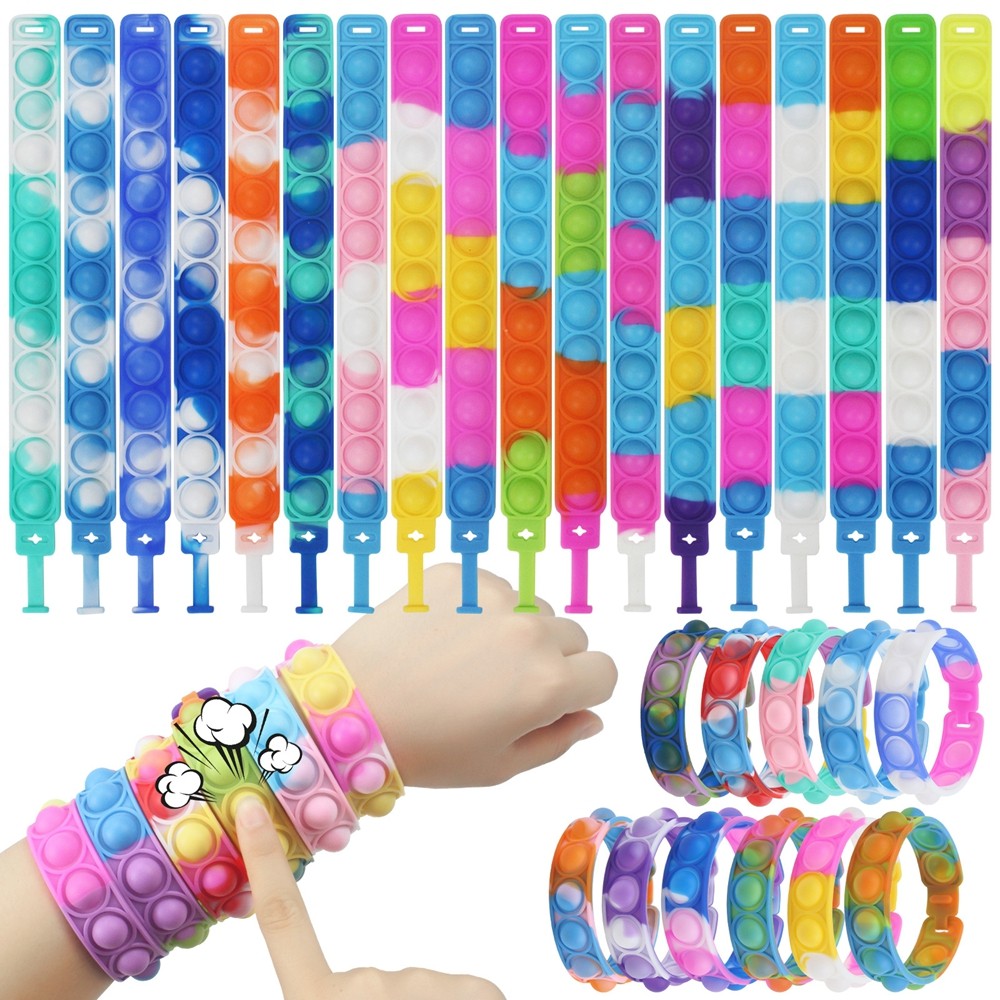 32Pcs Pop Bracelet Fidget Toy Pack Set Wearable Fidget Bracelets Push Poping Bubble Sensory Stress