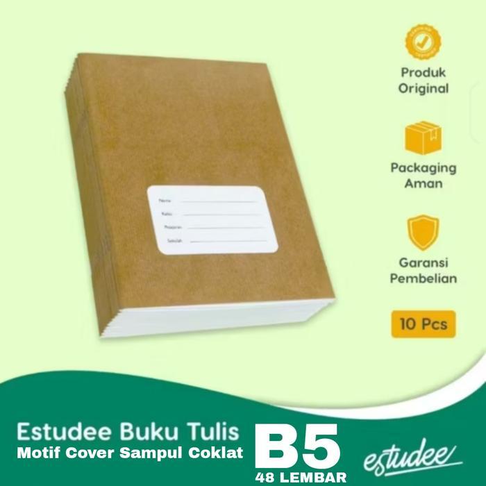 READY Buku Tulis Estudee Motif Sampul Coklat Isi 10