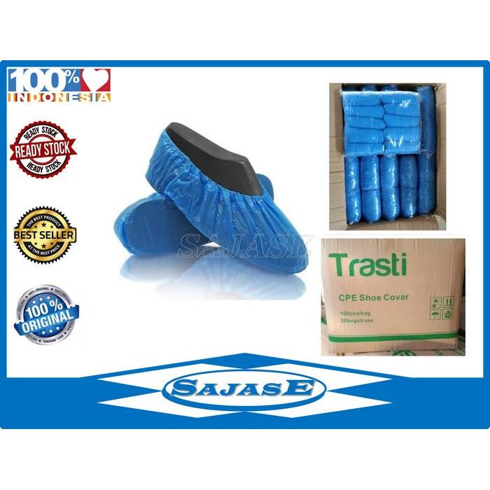 Premium Shoes Cover Disposable Bahan Plastik Cpe Biru Tebal Cover Shoes Plastik Cpe Termurah