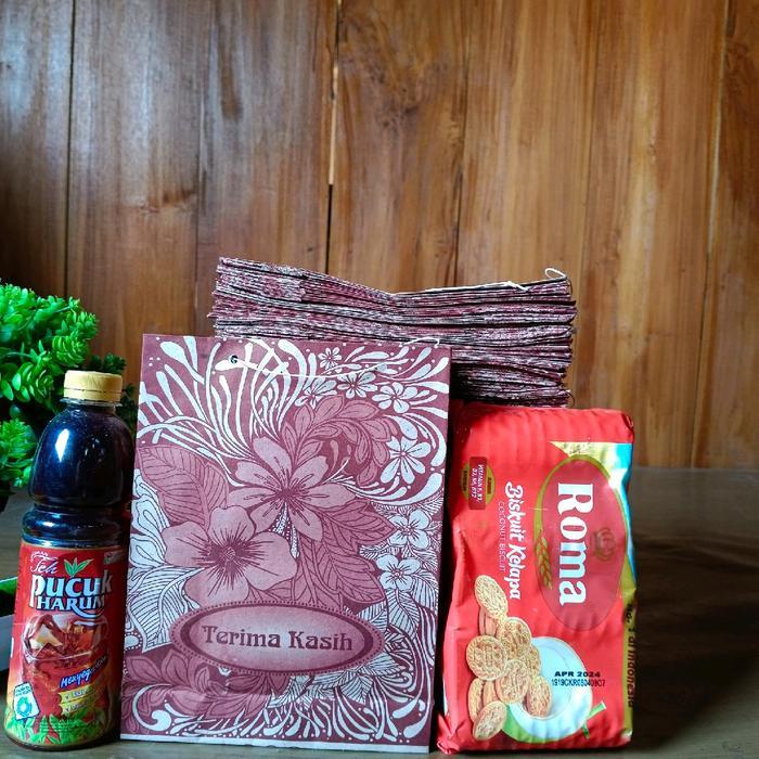 Terbaru Paket Murah  100 Pcs Paperbag Motif Batik/Tas Snack Pernikahan/Goodie Bag Kertas Tali