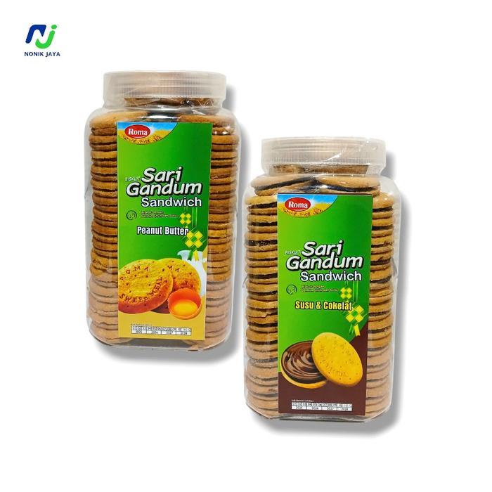 YUMMY Roma Sari Gandum Biskuit Susu&Cokelat/Peanut Butter Toples@790GR Cookies