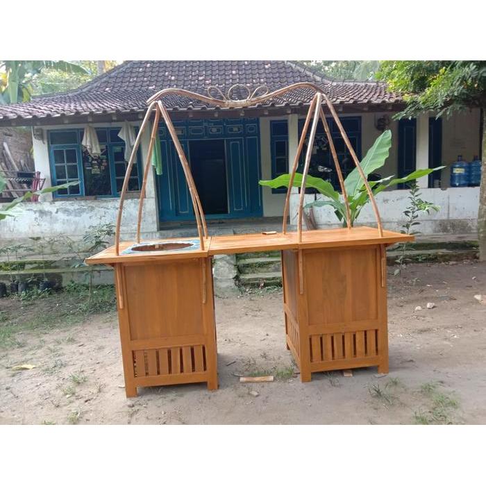 Gerobak Pikul Jari jari (angkringan/soto) - Kayu Mahoni, P180*L75*T90