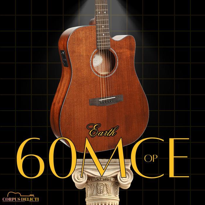 Cort Earth60MCE OP Electric Acoustic Guitar Original Solid Mahogany Top Dreadnought Cutaway dengan C
