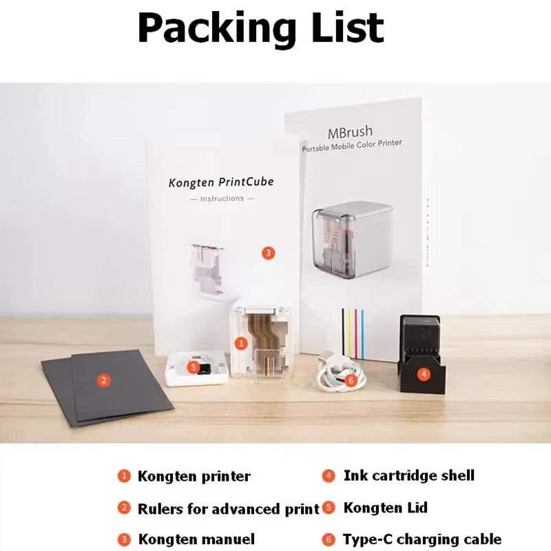 MBrush Mini Portable Handheld Inkjet Printer Black Color Printer Wireless BT Inkjet Printer For HD