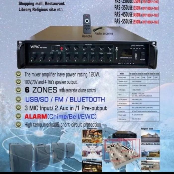 Vpk Pas 550Use 550Watt Amplifier 6 Zones Ampli Vpk Pas550Use #Gratisongkir