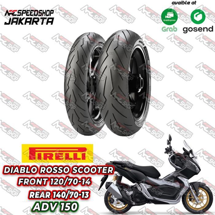 Super Hemat Ban Pirelli Diablo Rosso Scooter Honda Adv 120 70 14 F & 140 70 13 R13