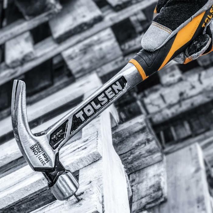 Professional One Piece Forged Claw Hammer Palu Kambing 16oz Magnetic Nail 25171 Tolsen
