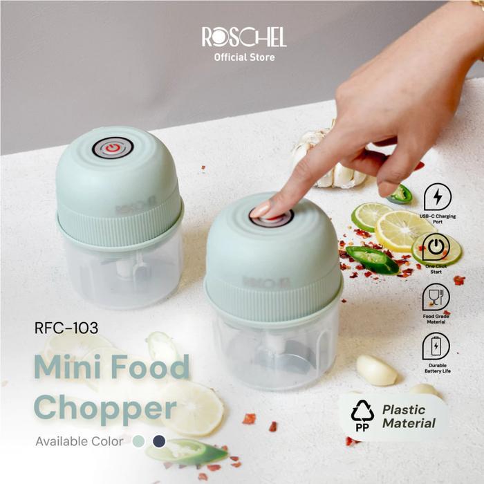 Chopper Kaca Portable Usb / Mini Food Chopper Rfc-303 Hijau/Biru Roschel
