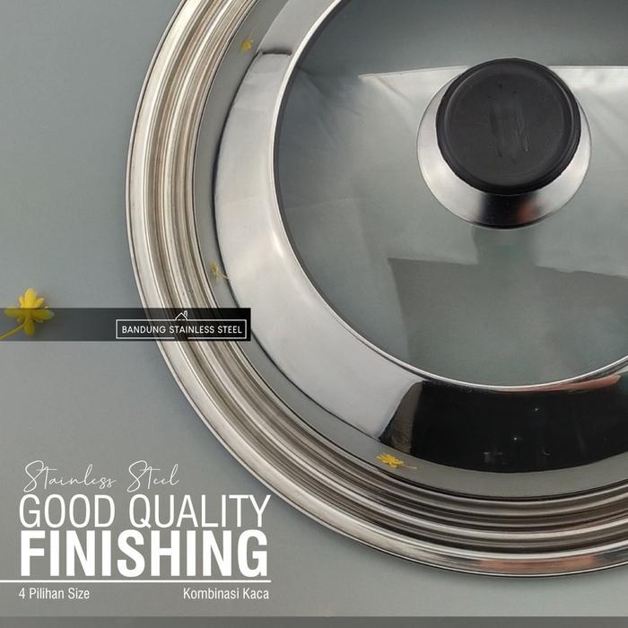 Tutup Panci Multifungsi Stainless Kaca Wajan Kuali Penggorengan Kukus