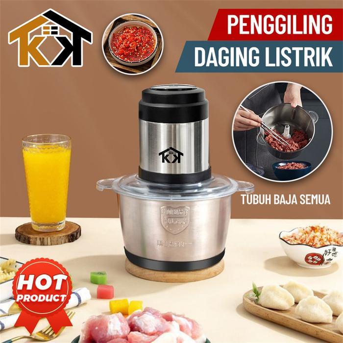 (Kk) Wadah Pisau Blender Chopper 2L Mesin Penggiling Daging Stainless Steel