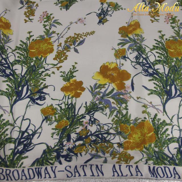 MURAH Silky Putih Motif Daun Hijau Quality Import (Alta Moda)