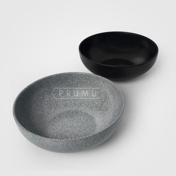 PRUMU Melane Stone Mangkok Ceper 7 inch Golden Dragon W7107A