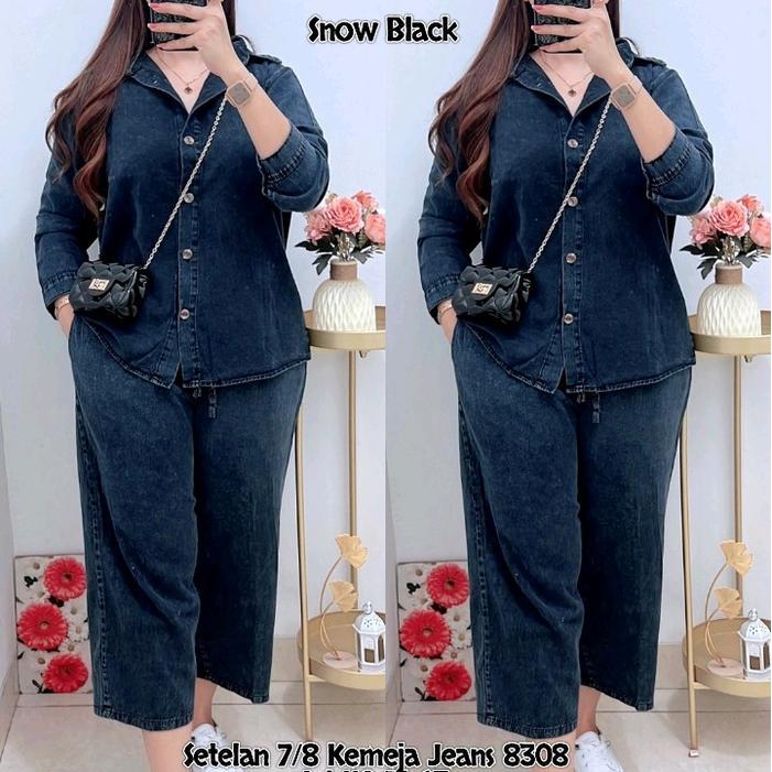 ttir- 8308 Setelan Kemeja Jeans 7/8 Wanita One Set Ld110