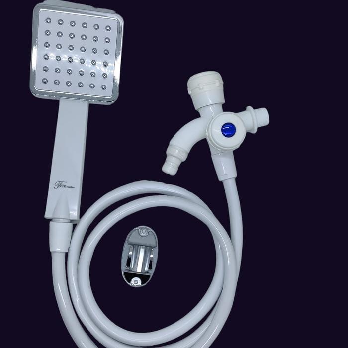 Hand Shower Mandi Set Kran Cabang Plastik/Shower Mandi Komplit Kran Promo