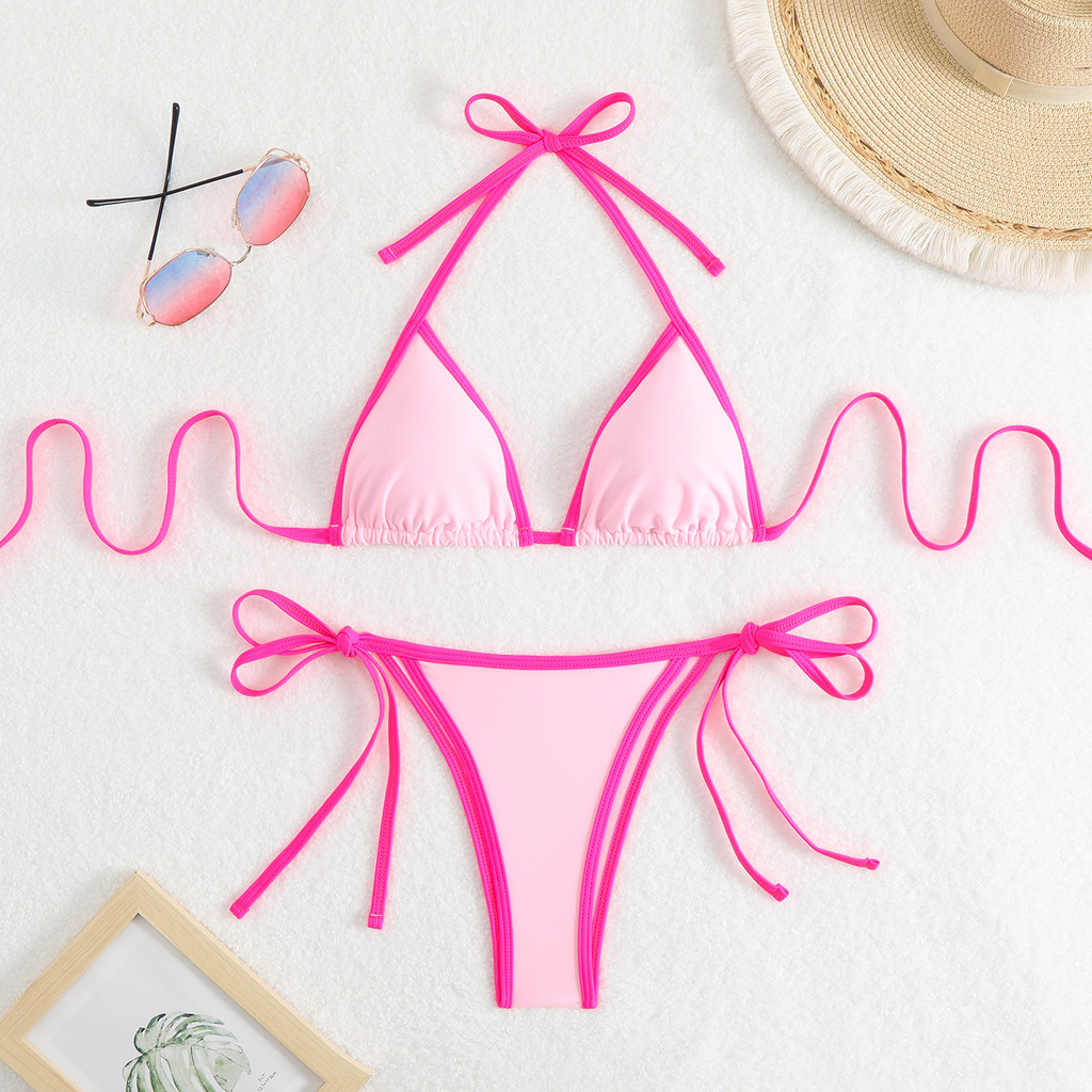 2025 Triangle Halter Bikini Sexy Brazilian Swimsuit Women String Swimwear Female Bathers Bathing