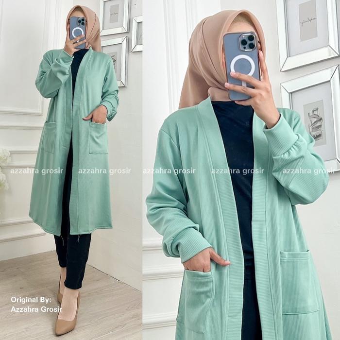 Azzahra Grosir - Celsia Mango Knit Cardigan Wanita Panjang Knit Rajut / 513-7091 Knitwear Kardigan