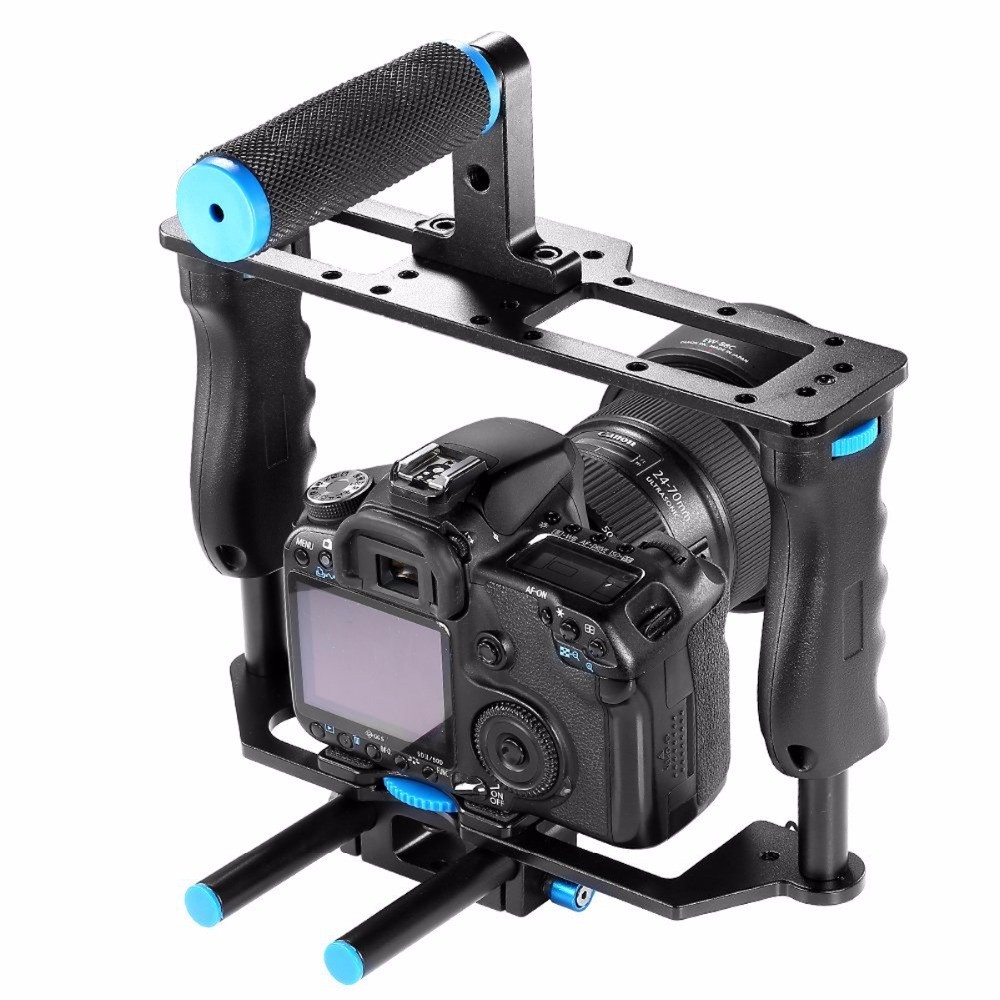 Professional DSLR Rig Video Camera Cage Rail 15mm Rod System Top Handle For Canon 5D Mark II III 6D 
