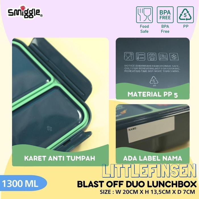 Smiggle Lunch Box Sekat 2 Dino Truck Boost Duo/Kotak Makan Anak Tk