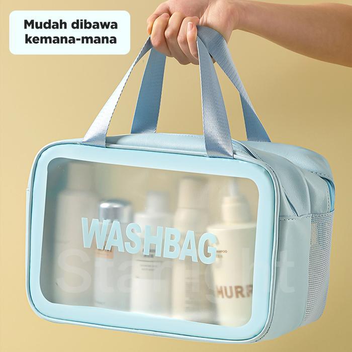 Starlight Tas Travel Makeup Anti Air Pouch Transparan Organizer Kosmetik Traveling Bag Alat Mandi