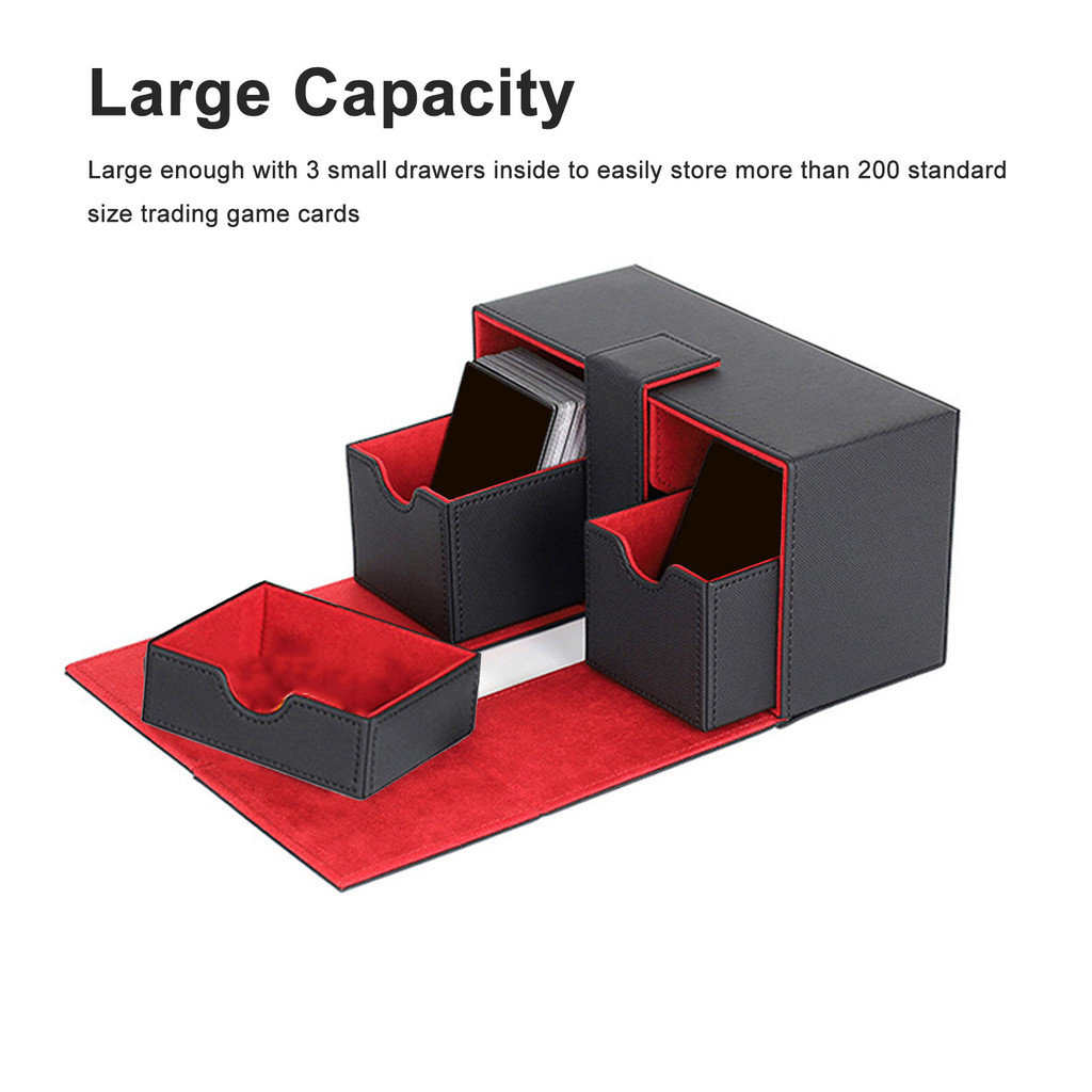Card Deck Case PU Leather Large Capacity Scratch Resistant Card Deck Storage Box Magnetic Design for