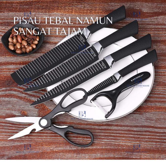 Pisau Set 6IN1 Pisau Hitam Pisau Dining Cutlery Set Pisau Se Set Pisau Pisau Premium Knives Pisau