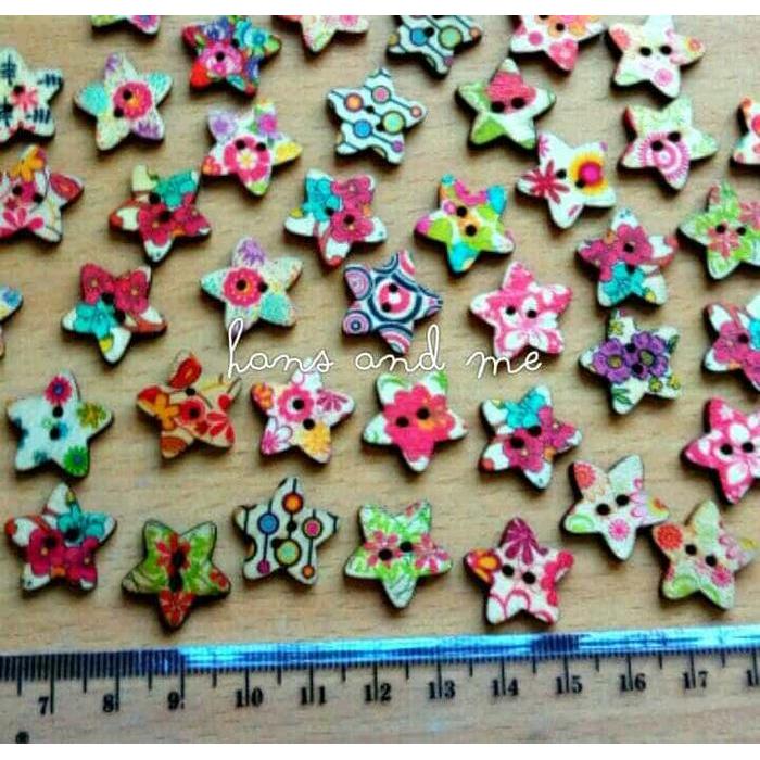 Kancing Kayu Bintang Motif