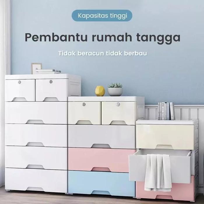 Lemari Pakaian Plastik Tertutup Susun Lemari Plastik Putih Polos Multifungsi Lemari Pakaian Plastik