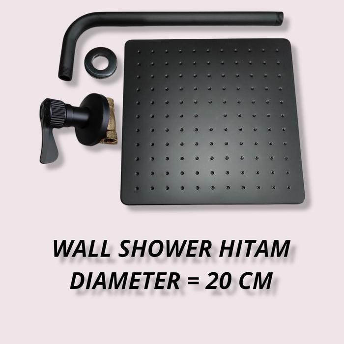 Onda - Wall Shower Tanam Hitam Black Dan Stop Kran Tanam Hitam