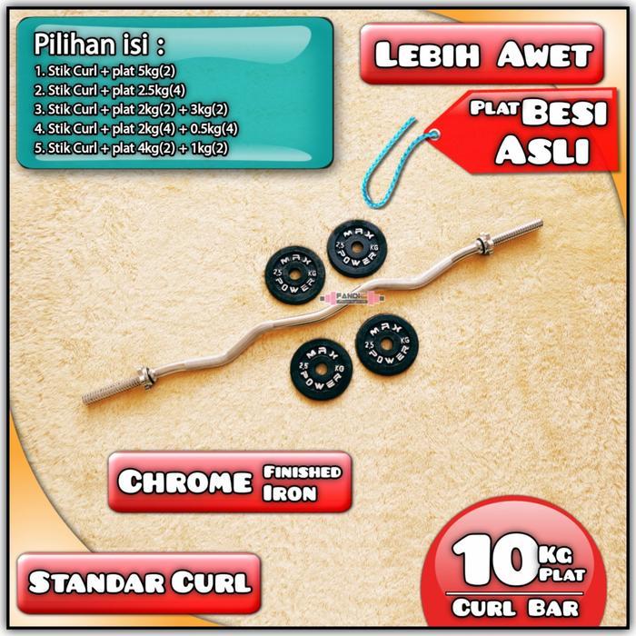 STIK BARBEL EZ CURL BAR + PLAT BARBEL 10KG