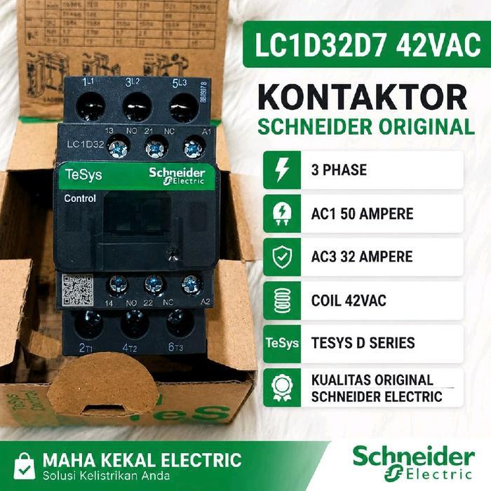 Kontaktor Schneider Lc1D32D7 42Vac 3P 50A Contactor Schneider 50A Lc1D32 Original Schneider Lc1D32D7