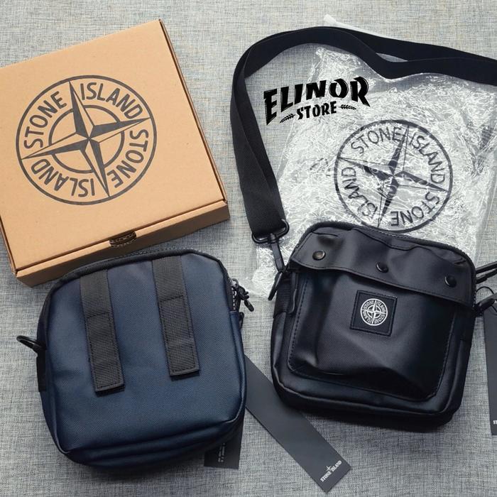 Stone Island Sling Bag Leather Tas Slempang Pria Terbaru 