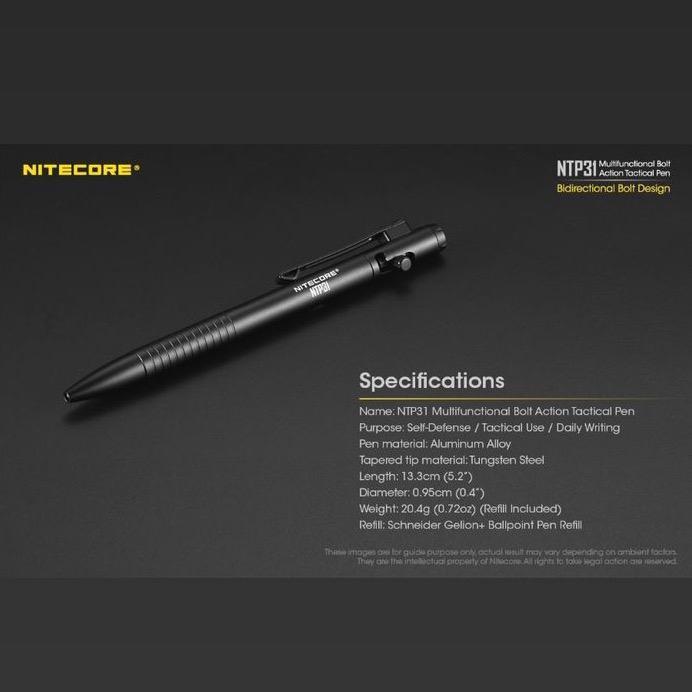 Nitecore NTP31 Multifunctional Bolt Action Pen