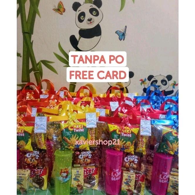 Ready Paket snack ulang tahun anak + BOTOL MINUM / PAKET B / FREE CARD / GOODIE BAG ULTAH MURAH