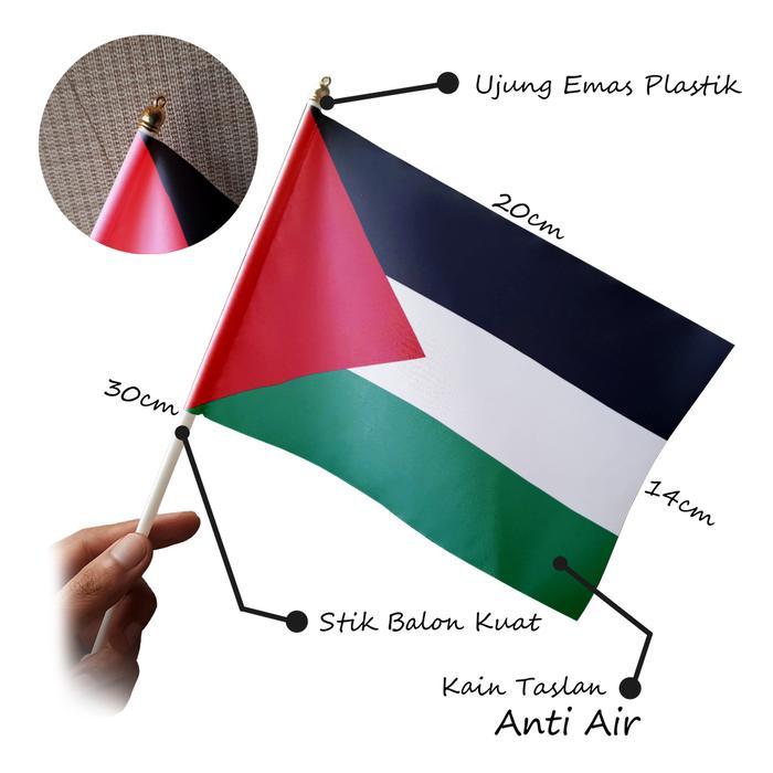 Bendera Tangan Mini Negara Palestina ( Palestina ) Kecil 14x20 cm - Aksesori Pawai & Festival -