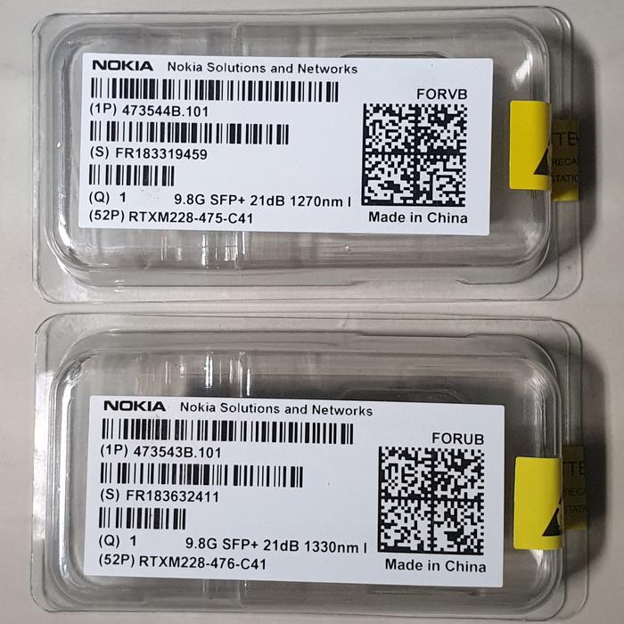 NEW SERIES SFP+ BIDI NOKIA 10G 30KM SINGLE CORE NETWORK TRANSCEIVER (SEPASANG)