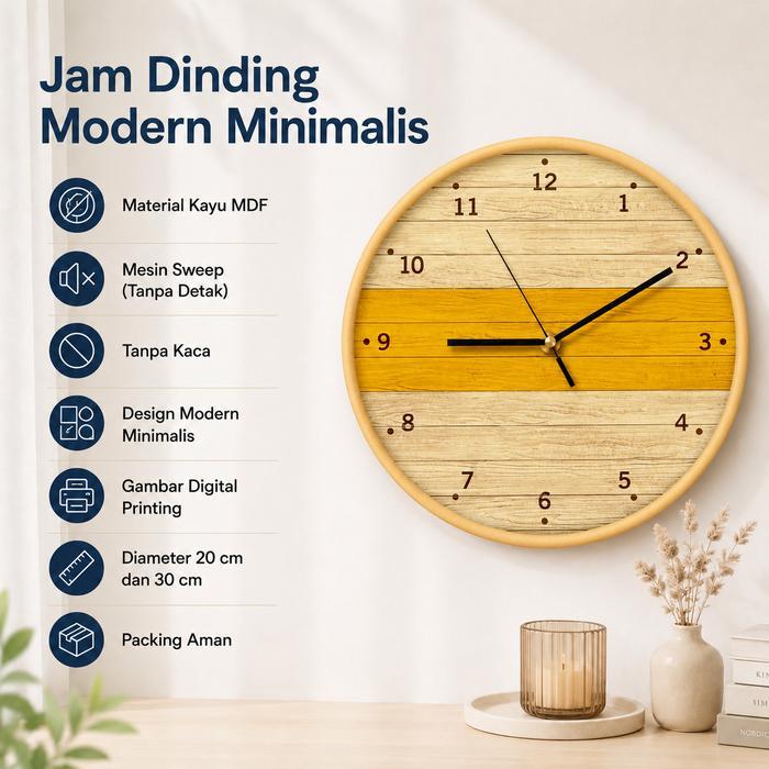 JAM DINDING MINIMALIS MODERN KAYU 30CM - MDF - Kado