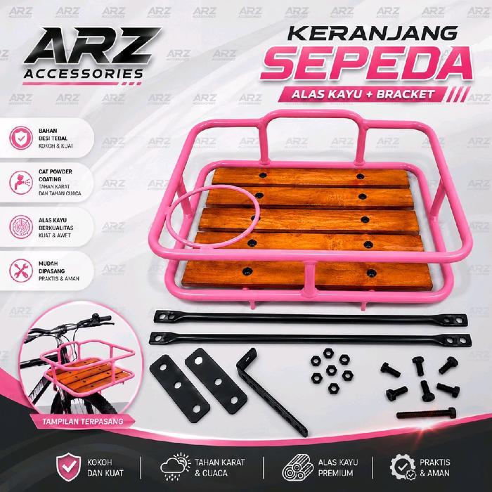 TERLARIS Keranjang Depan Sepeda Mtb Federal Lipat Fixie dengan Alas Kayu Premium dan Rangka Baja