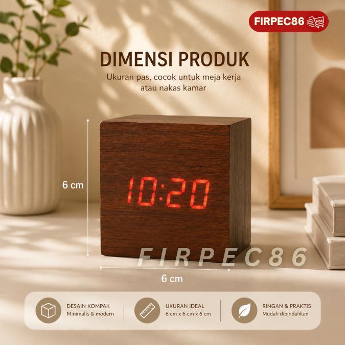 Ikea House - Jam Weker Kayu Digital / Led Wood Clock Small