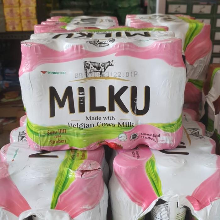 Milku Stroberi 1 Dus Isi 12 Botol @200Ml Produksi Pt Wings Foof Susu Uht