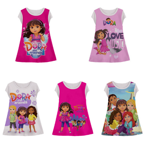 Dress Anak Dora The Explorer Friends Tunik 3D Halfprint Perempuan Motif Anime Umur 1-12 Tahun - Sara